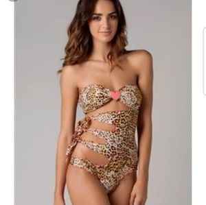 Luli Fama, leopard heart knot side tie monokini